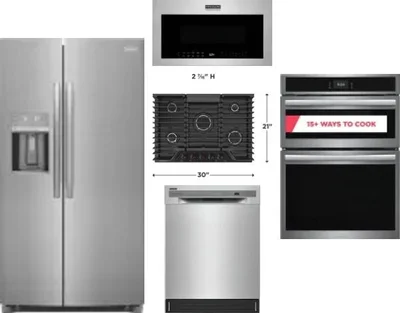 5 Piece Package Includes Refrigerator, Cooktop, Wall Oven, Microwave And Dishwasher