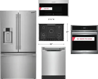 5 Piece Package Includes Refrigerator, Cooktop, Wall Oven, Microwave And Dishwasher