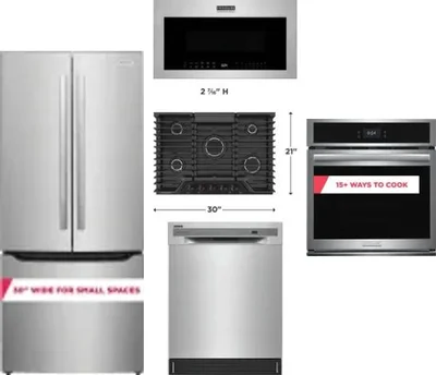 5 Piece Package Includes Refrigerator, Cooktop, Wall Oven, Microwave And Dishwasher