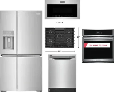 5 Piece Package Includes Refrigerator, Cooktop, Wall Oven, Microwave And Dishwasher