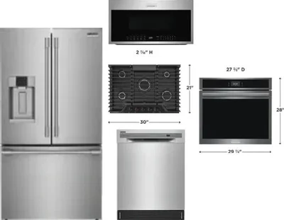 5 Piece Package Includes Refrigerator, Cooktop, Wall Oven, Microwave And Dishwasher