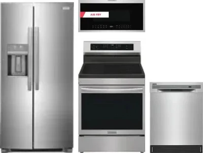 4 Piece Package Includes Refrigerator, Range, Microwave And Dishwasher
