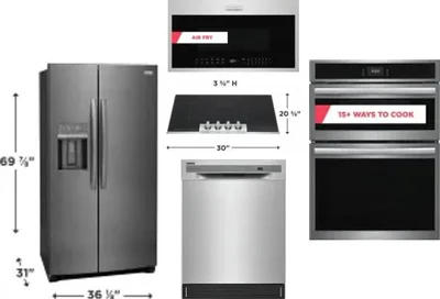5 Piece Package Includes Refrigerator, Cooktop, Wall Oven, Microwave And Dishwasher