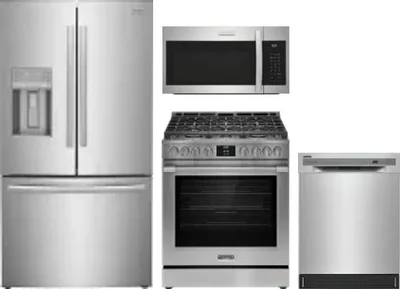 4 Piece Package Includes Refrigerator, Range, Microwave And Dishwasher