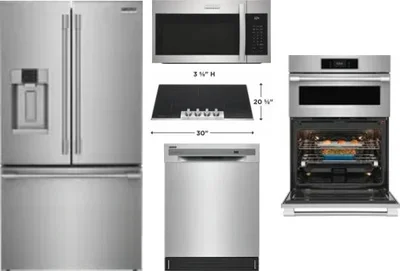 5 Piece Package Includes Refrigerator, Cooktop, Wall Oven, Microwave And Dishwasher