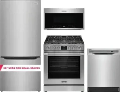 4 Piece Package Includes Refrigerator, Range, Microwave And Dishwasher