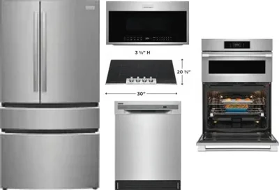 5 Piece Package Includes Refrigerator, Cooktop, Wall Oven, Microwave And Dishwasher