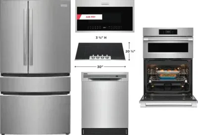 5 Piece Package Includes Refrigerator, Cooktop, Wall Oven, Microwave And Dishwasher