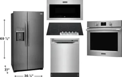 5 Piece Package Includes Refrigerator, Cooktop, Wall Oven, Microwave And Dishwasher