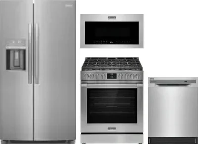 4 Piece Package Includes Refrigerator, Range, Microwave And Dishwasher