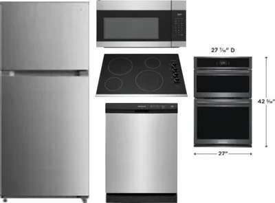 5 Piece Package Includes Refrigerator, Cooktop, Wall Oven, Microwave And Dishwasher