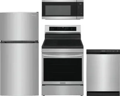4 Piece Package Includes Refrigerator, Range, Microwave And Dishwasher
