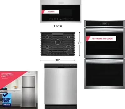 5 Piece Package Includes Refrigerator, Cooktop, Wall Oven, Microwave And Dishwasher