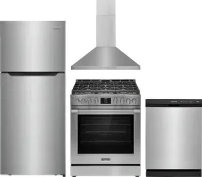 4 Piece Package Includes Refrigerator, Range, Hood And Dishwasher