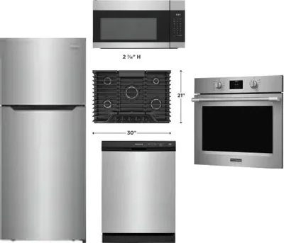 5 Piece Package Includes Refrigerator, Cooktop, Wall Oven, Microwave And Dishwasher