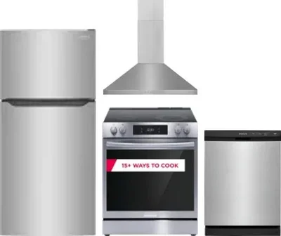 4 Piece Package Includes Refrigerator, Range, Hood And Dishwasher