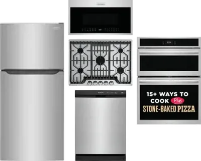 5 Piece Package Includes Refrigerator, Cooktop, Wall Oven, Microwave And Dishwasher
