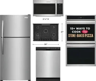 5 Piece Package Includes Refrigerator, Cooktop, Wall Oven, Microwave And Dishwasher