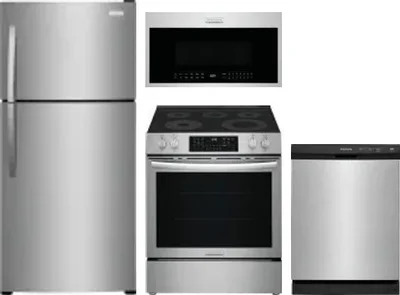 4 Piece Package Includes Refrigerator, Range, Microwave And Dishwasher
