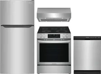 4 Piece Package Includes Refrigerator, Range, Hood And Dishwasher