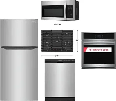 5 Piece Package Includes Refrigerator, Cooktop, Wall Oven, Microwave And Dishwasher