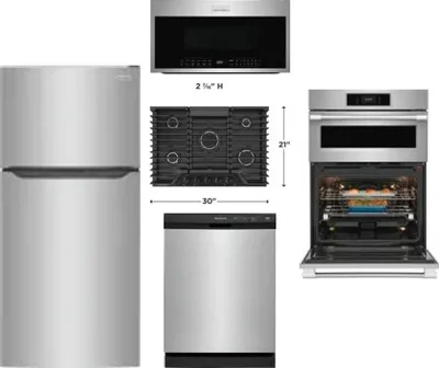 5 Piece Package Includes Refrigerator, Cooktop, Wall Oven, Microwave And Dishwasher
