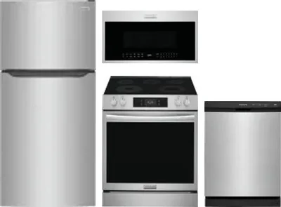 4 Piece Package Includes Refrigerator, Range, Microwave And Dishwasher
