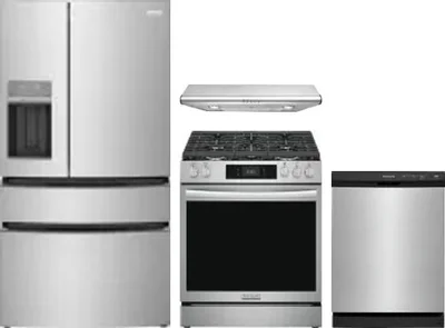 4 Piece Package Includes Refrigerator, Range, Hood And Dishwasher