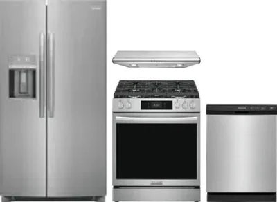 4 Piece Package Includes Refrigerator, Range, Hood And Dishwasher