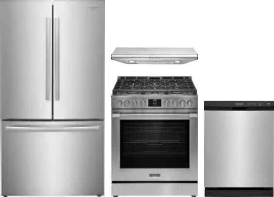 4 Piece Package Includes Refrigerator, Range, Hood And Dishwasher