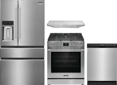 4 Piece Package Includes Refrigerator, Range, Hood And Dishwasher