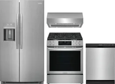 4 Piece Package Includes Refrigerator, Range, Hood And Dishwasher