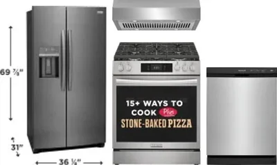 4 Piece Package Includes Refrigerator, Range, Hood And Dishwasher