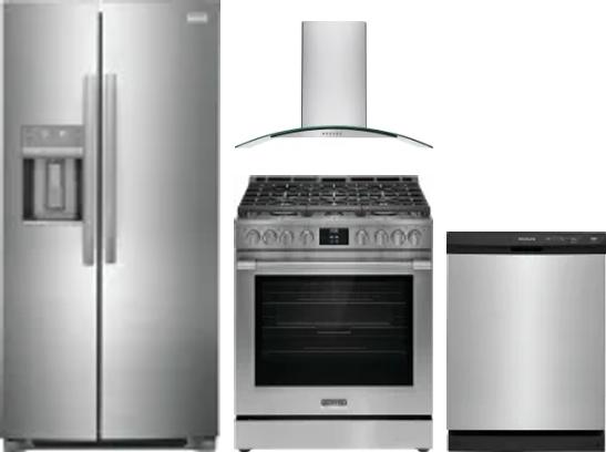 4 Piece Package Includes Refrigerator, Range, Hood And Dishwasher