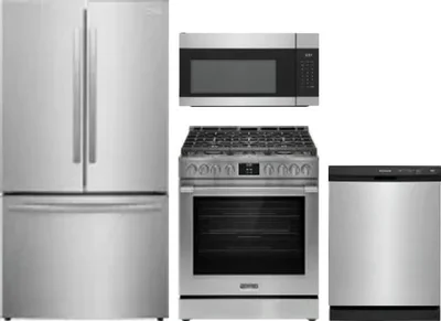 4 Piece Package Includes Refrigerator, Range, Microwave And Dishwasher