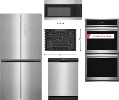 5 Piece Package Includes Refrigerator, Cooktop, Wall Oven, Microwave And Dishwasher