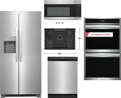 5 Piece Package Includes Refrigerator, Cooktop, Wall Oven, Microwave And Dishwasher