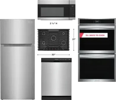 5 Piece Package Includes Refrigerator, Cooktop, Wall Oven, Microwave And Dishwasher
