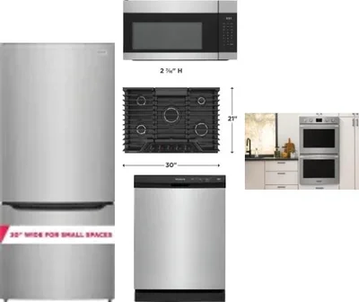 5 Piece Package Includes Refrigerator, Cooktop, Wall Oven, Microwave And Dishwasher