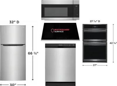 5 Piece Package Includes Refrigerator, Cooktop, Wall Oven, Microwave And Dishwasher