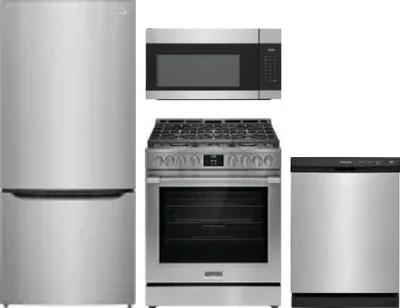 4 Piece Package Includes Refrigerator, Range, Microwave And Dishwasher