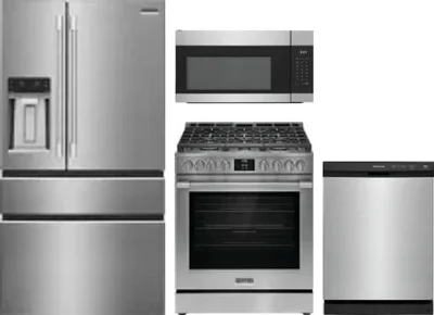 4 Piece Package Includes Refrigerator, Range, Microwave And Dishwasher