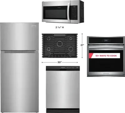 5 Piece Package Includes Refrigerator, Cooktop, Wall Oven, Microwave And Dishwasher