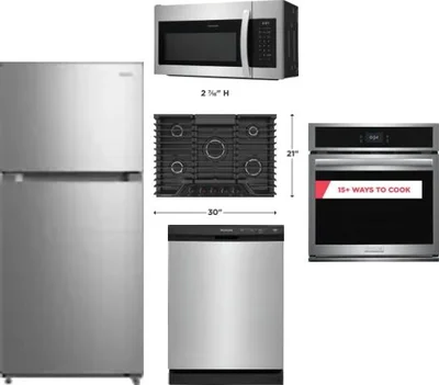 5 Piece Package Includes Refrigerator, Cooktop, Wall Oven, Microwave And Dishwasher