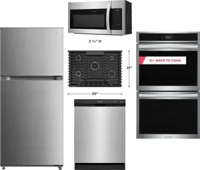 5 Piece Package Includes Refrigerator, Cooktop, Wall Oven, Microwave And Dishwasher
