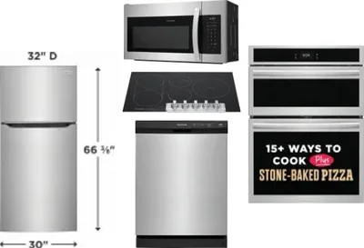 5 Piece Package Includes Refrigerator, Cooktop, Wall Oven, Microwave And Dishwasher