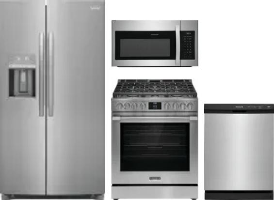 4 Piece Package Includes Refrigerator, Range, Microwave And Dishwasher