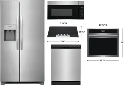 5 Piece Package Includes Refrigerator, Cooktop, Wall Oven, Microwave And Dishwasher