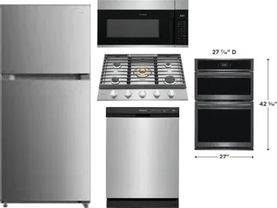 5 Piece Package Includes Refrigerator, Cooktop, Wall Oven, Microwave And Dishwasher