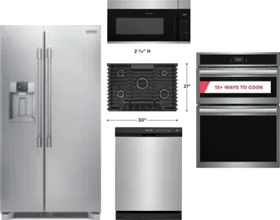 5 Piece Package Includes Refrigerator, Cooktop, Wall Oven, Microwave And Dishwasher